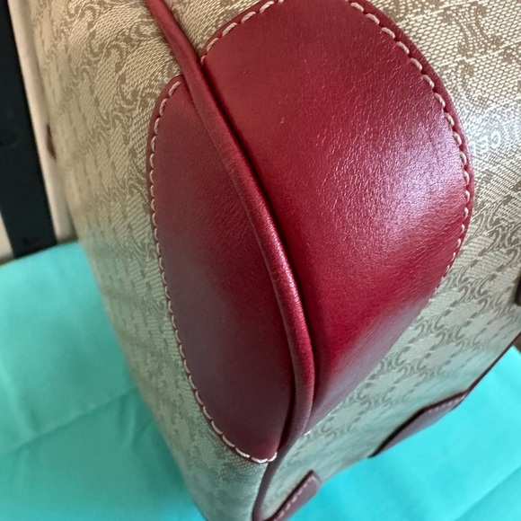Celine Tan and Red Leather Trim Tote Bag - Picture 7 of 15